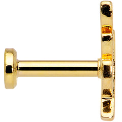 16G 1/4 Clear CZ Gem Gold Tone Leaf Internally Threaded Labret