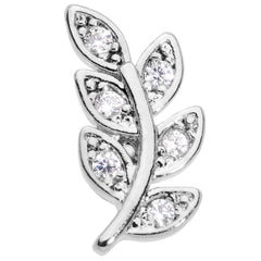 16G 1/4 Clear CZ Gem Leaf Internally Threaded Labret Tragus