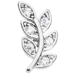 16G 5/16 Color CZ Gem Leaf Internally Threaded Labret Tragus