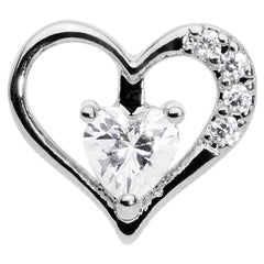 16G 5/16 Clear CZ Gem Airy Heart Internally Threaded Labret