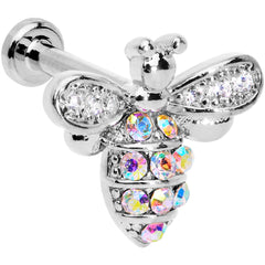 16G 1/4 Aurora CZ Gem Beauty Bee Internally Threaded Labret