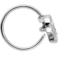 20G 5/16 White Faux Opal UFO Nose Hoop