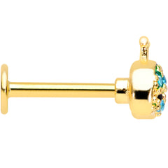 16G 5/16 Aqua Gem Gold Tone Water Whale Labret Monroe Tragus