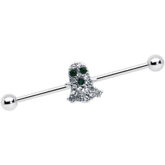 14G Clear Black Gem Scary Ghost Halloween Industrial Barbell 38mm