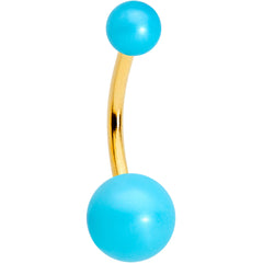 Aqua Gem Gold Tone Flower Pearly Belly Ring Set of 3