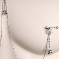 14G 9/16 Creepy Crawly Spider Web Halloween Nipple Chain Necklace
