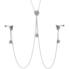 14G 9/16 Creepy Crawly Spider Web Halloween Nipple Chain Necklace