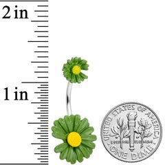 Green Double Flower Double Mount Belly Ring