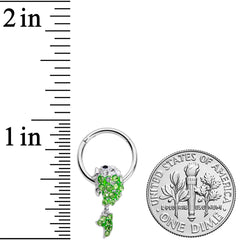 16G 3/8 Green Gem Sweet Fish Dangle BCR Captive Bead Ring
