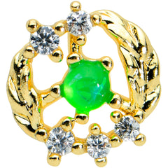 16G 5/16 Green Faux Opal Gold Tone Harvest Wreath Labret Tragus