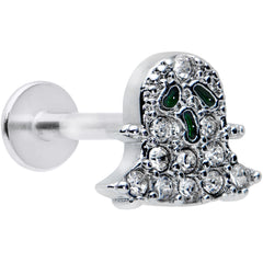 16G 5/16 Clear Gem Scary Ghost Halloween Labret Monroe Tragus