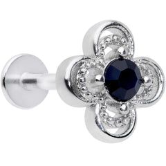16G 5/16 Blue Gem Stylized Deco Cross Labret Monroe Tragus
