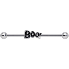 14G Clear Gem Black Boo Halloween Industrial Barbell 38mm
