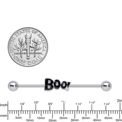 14G Clear Gem Black Boo Halloween Industrial Barbell 38mm