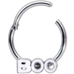 16G 3/8 White Boo Halloween Hinged Segment Ring