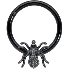 16G 3/8 Black Creepy Insect Halloween Hinged Segment Ring