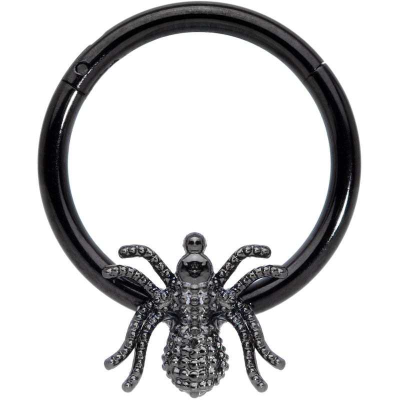 16G 3/8 Black Creepy Insect Halloween Hinged Segment Ring
