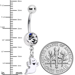Clear Gem Fylying Halloween Ghost Dangle Belly Ring