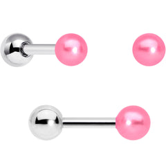 16G 1/4 Pink Aurora Gem Flower Cartilage Tragus Earring Set of 3