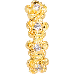 20G 5/16 Clear CZ Gem Gold Tone Flowers Nose Hoop