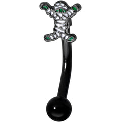 14G 5/16 Black Green Mummy Halloween Curved Eyebrow Ring