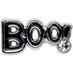 20G 1/4 Clear Gem Black Boo Halloween Nose Bone