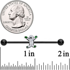 14G Black Green Mummy Halloween Industrial Barbell 38mm