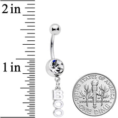 Clear Gem White Boo Halloween Dangle Belly Ring