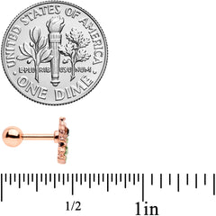 16G 1/4 Green Gem Rose Gold Tone Royal Frog Cartilage Tragus