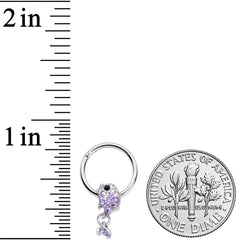 16G 3/8 Purple Gem Sweet Fish Dangle Hinged Segment Ring