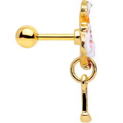 16G 1/4 Gold Tone Pink Flamingo Dangle Cartilage Tragus Earring