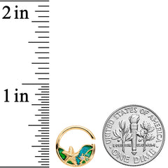 18G 3/8 Clear Gem Gold Tone Starfish Nautical Closure Ring