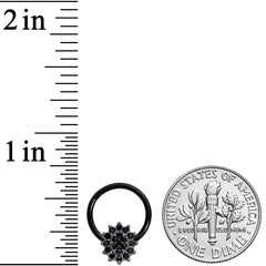 16G 3/8 Black Gem Black Oval Hinged Segment Ring