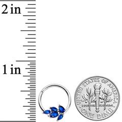 16G 3/8 Blue Gem Raindrop Hinged Segment Ring