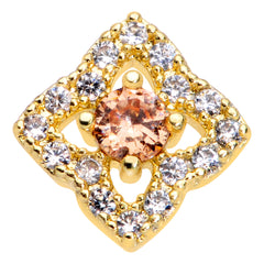 20G 1/4 Clear CZ Gem Gold Tone Rhombus Royale Nose Bone