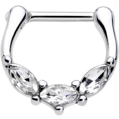 16G 5/16 Clear Gem Oval Trio Cartilage Clicker