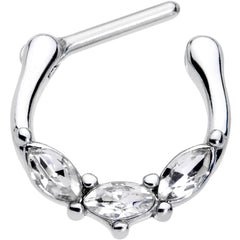 16G 5/16 Clear Gem Oval Trio Cartilage Clicker