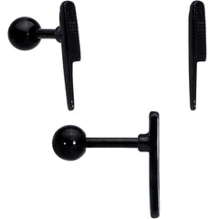 16G 1/4 Black Scissor Comb Hair Cartilage Tragus Earring Set of 3