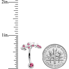 Pink Gem Branch Leaf Belly Ring