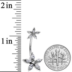 Clear Gem Starry Flower Double Mount Belly Ring