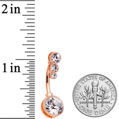 Clear CZ Gem Rose Gold Tone Elegance Belly Ring Set of 3