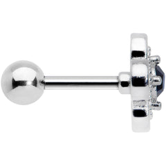 16G 1/4 Blue Gem Stylized Deco Cross Cartilage Tragus Earring