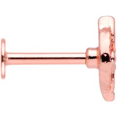 16G 5/16 Clear Gem Rose Gold Tone Pink Cross Labret Monroe Tragus