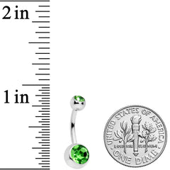 Green Gem Glow Sandblasted Multicolor Belly Ring Set of 4