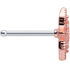 20G 1/4 Green Gem Rose Gold Tone Evening Star Nose Bone
