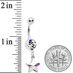Clear Aurora Gem Simple Star Dangle Belly Ring