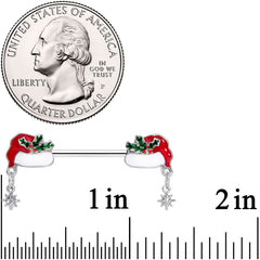 14G 9/16 Clear Gem Jolly Santa Hat Christmas Nipple Ring Set