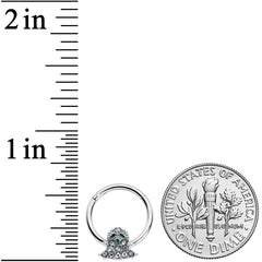 16G 3/8 Clear Gem Green Eye Halloween Ghost Hinged Segment Ring