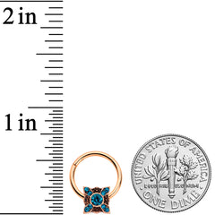 16G 3/8 Aqua Gem Rose Gold Tone Renaissance Hinged Segment Ring