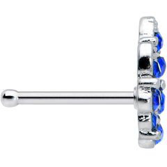 20G 1/4 Blue CZ Gem Fountain Nose Bone